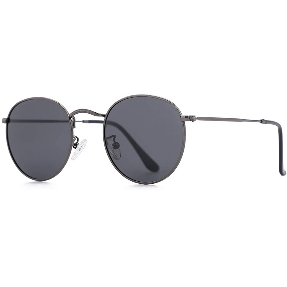 NEW! Classic Sunglasses Polarized Round Trendy Metal Frame UV 400 Gunmetal Gray